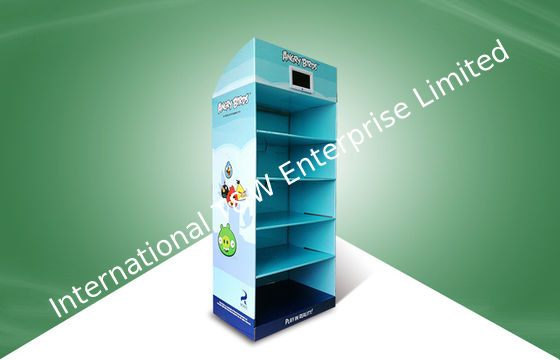 良い価格 TV プレーヤーと固定される 5 つの棚 POP のボール紙の陳列台の怒っている鳥のおもちゃ オンライン