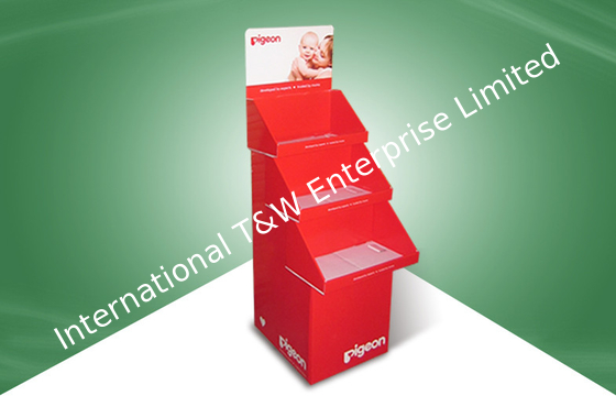 良い価格 白い層のBフルートの再生利用できる3つの皿の床のボール紙の陳列台 オンライン