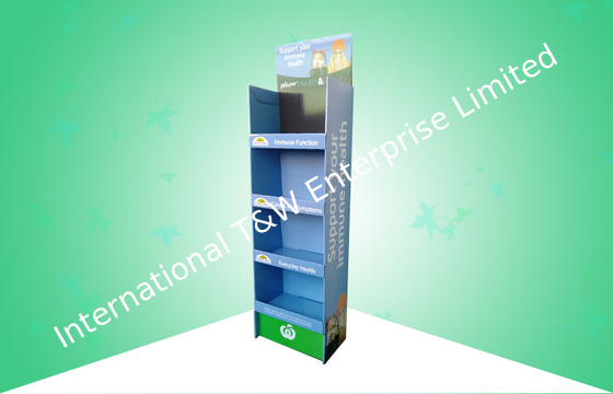 良い価格 4つの棚との薬のボール紙Posの陳列台の強い設計光沢のある終わり オンライン